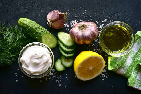 Ingredienser til græsk tzatziki