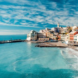 Udsigt over Bogliasco. Bogliasco er en gammel fiskerby i Italien, Genova, Ligurien.