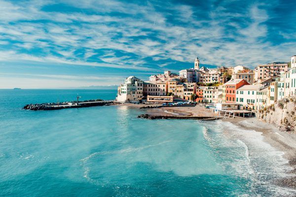 Udsigt over Bogliasco. Bogliasco er en gammel fiskerby i Italien, Genova, Ligurien.