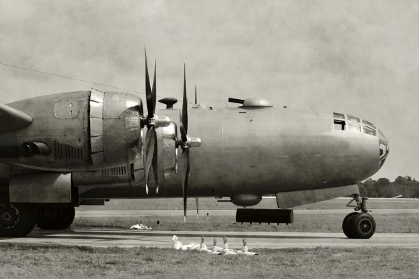 Vintage flyvemaskine i grålige farver