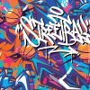 Streetball grafitti væg med kraftige farver